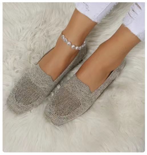 Damen Atmungsaktive Gestrickte Hineinschlüpfschuhe mit Flexibler Laufsohle Drune