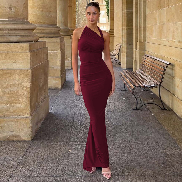 Damen trägerloses Maxikleid mit elegantem Drapé Drune