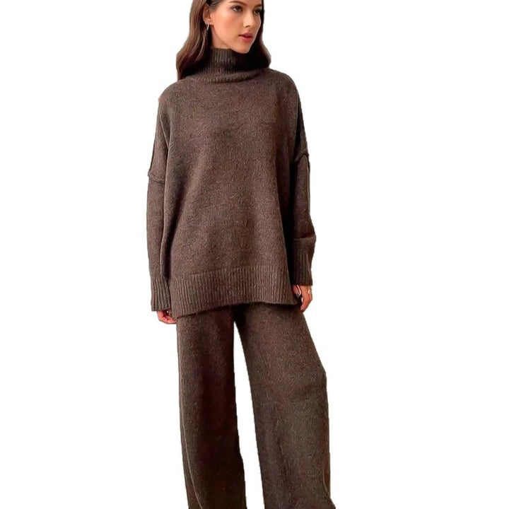 Damen Strick-Set mit hohem Kragen und weitem Schnitt Drune