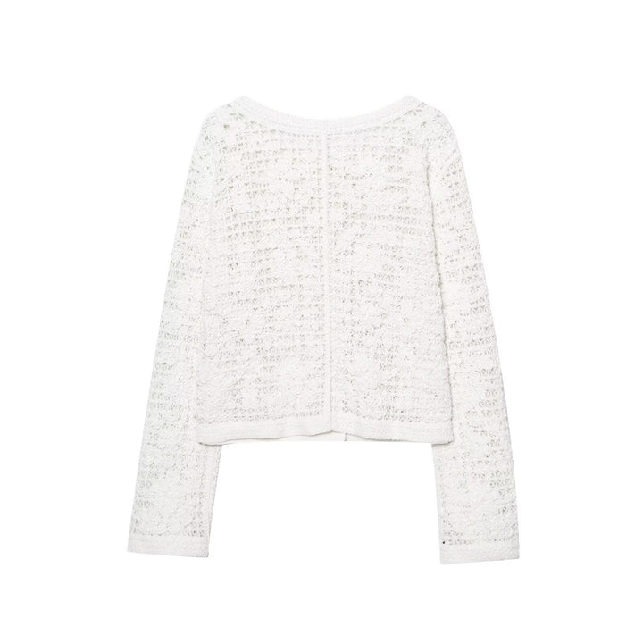 Damen Strickjacke mit feiner Häkelstruktur und praktischen Taschen Drune