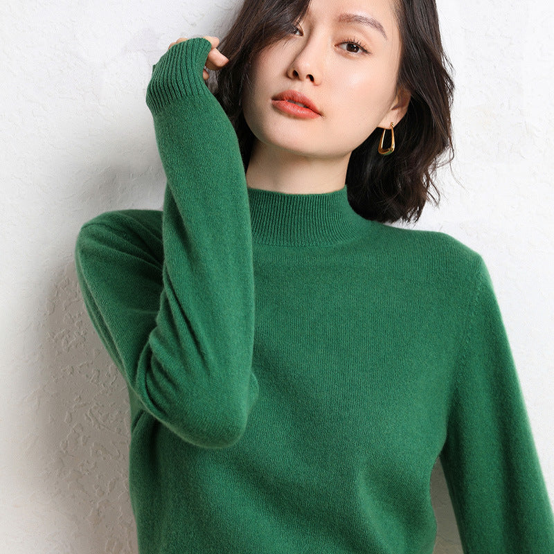 Damen Luxuriöser Kaschmir-Feinstrickpullover mit Stehkragen Drune