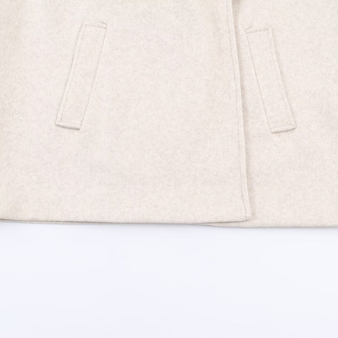Damen Kurzer Oversize-Mantel mit üppigem Kunstfellkragen Drune