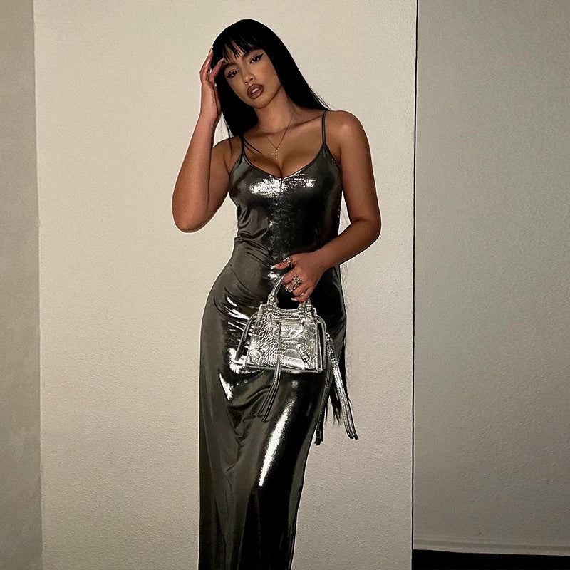 Damen figurbetontes Strickkleid mit tiefem V-Ausschnitt und langen Ärmeln Drune