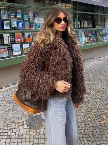 Damen Kuschelige Fleecejacke mit großzügigem Kragen und weichem Innenfutter Drune