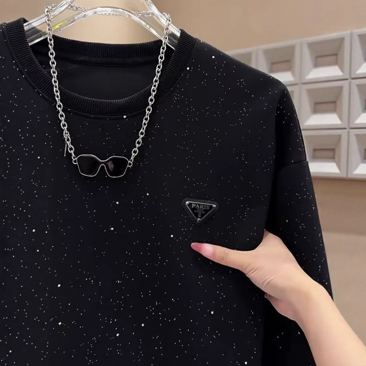 Damen Modischer Sweatshirt mit kreativem Sternen-Print Drune
