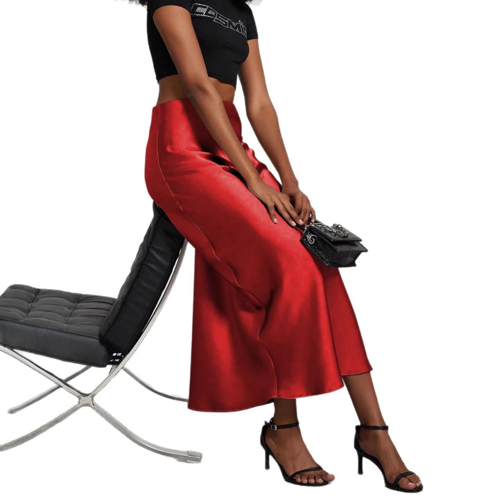 Damen Elegante und fließende Satin Maxiröcke Drune