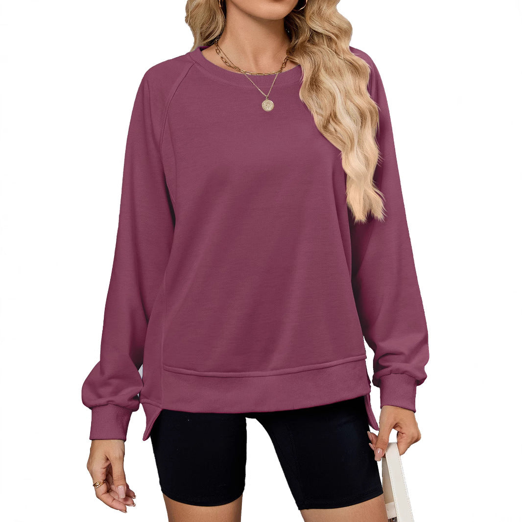 Damen lässiges Sweatshirt mit seitlichen Schlitzen und lässiger Passform Drune