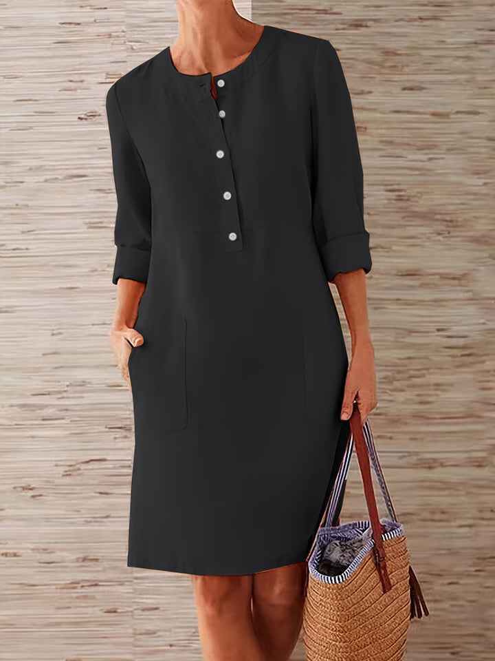 Damen Multitalent Kleid mit Knopfleiste und praktischen Taschen Drune