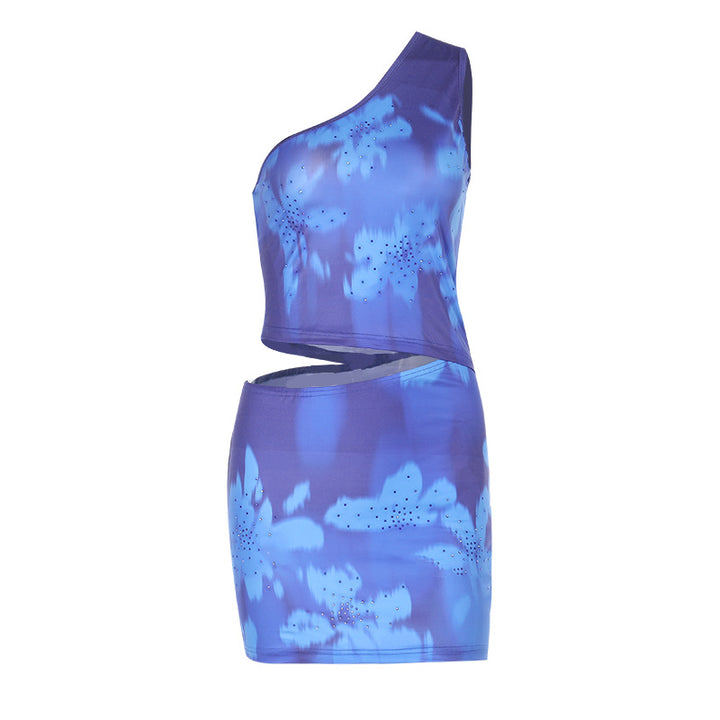 Damen asymmetrisches Oberteil mit floralem Muster Drune