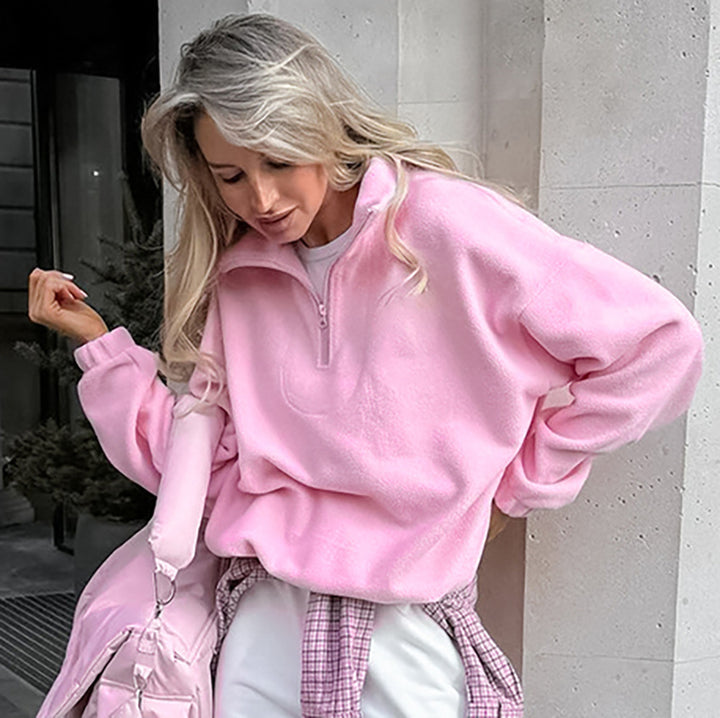 Damen Hochwertiger Fleece-Pullover mit kurzem Reißverschluss Drune