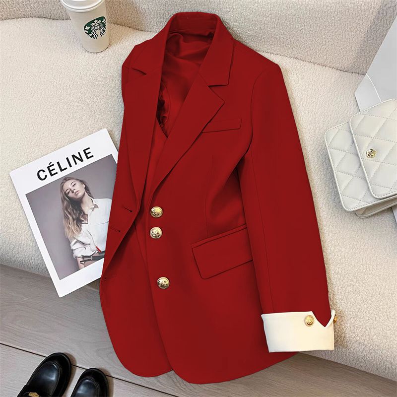 Damen Eleganter Blazer mit goldenen Knöpfen Drune