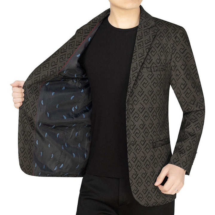 Herren Jacquard-Sakko mit geometrischer Struktur und teilgefüttertem Innenfutter Drune