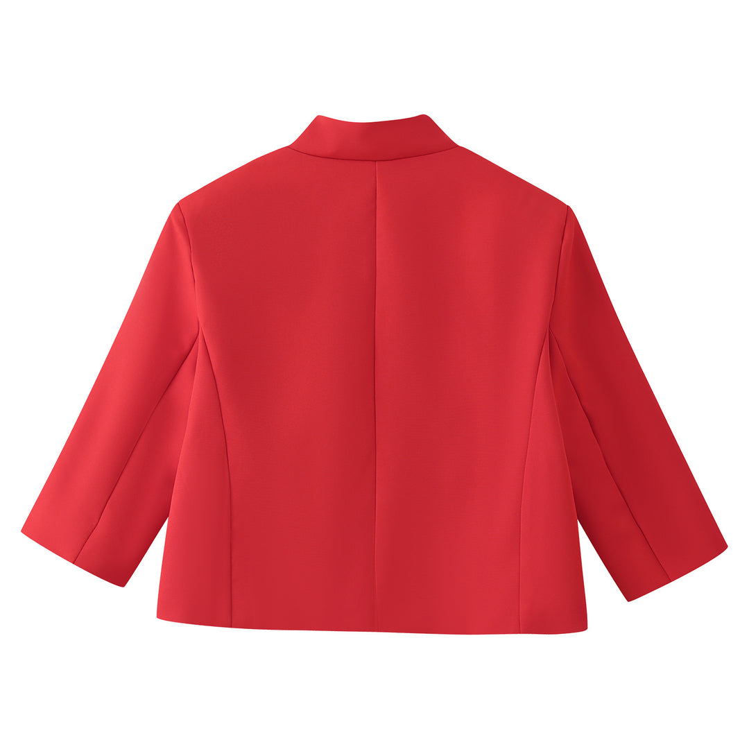 Damen Kurzblazer mit Stehkragen, kastiger Cropped‑Silhouette und Ein‑Knopf‑Verschluss Drune