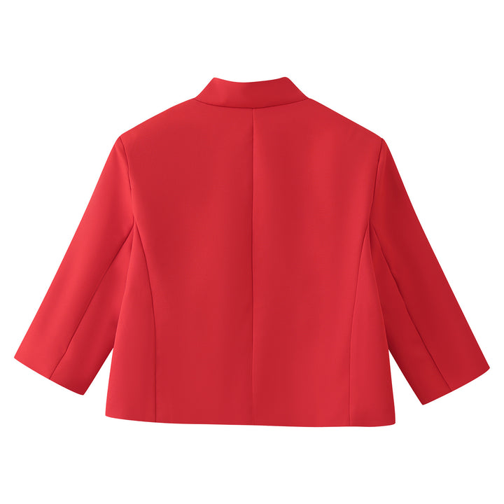Damen Kurzblazer mit Stehkragen, kastiger Cropped‑Silhouette und Ein‑Knopf‑Verschluss Drune