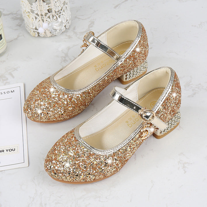 Mädchen Glitzernde Mary Jane Ballerinas mit dekorativer Schleifen- und Perlenverzierung Drune