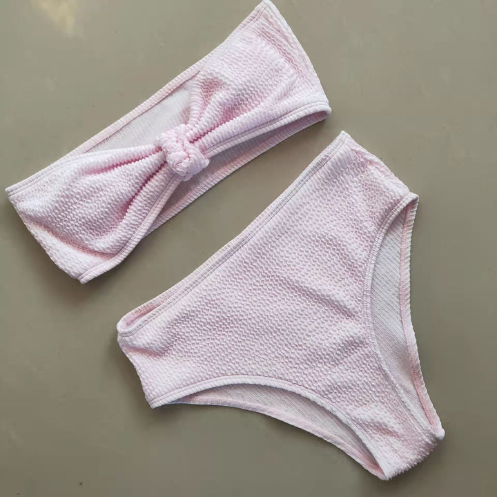 Damen Bikini-Set mit strukturierter Oberfläche und modischem Knoten Drune