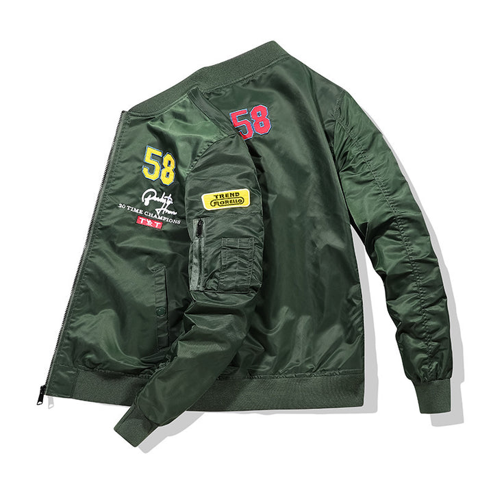 Herren Utility-Bomberjacke im Fliegerstil mit Ärmel-Taschen und Stickpatches Drune
