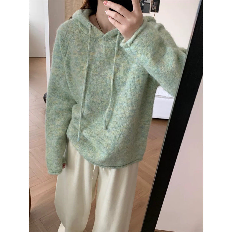 Damen gemütlicher Hoodie aus weichem Fleece-Material mit Kängurutasche Drune