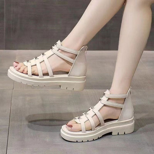 Damen nan gladiatorische Plateausandalette mit gepolstertem Komfortfußbett, profilierter Plateausohle und Rückreißverschluss Drune