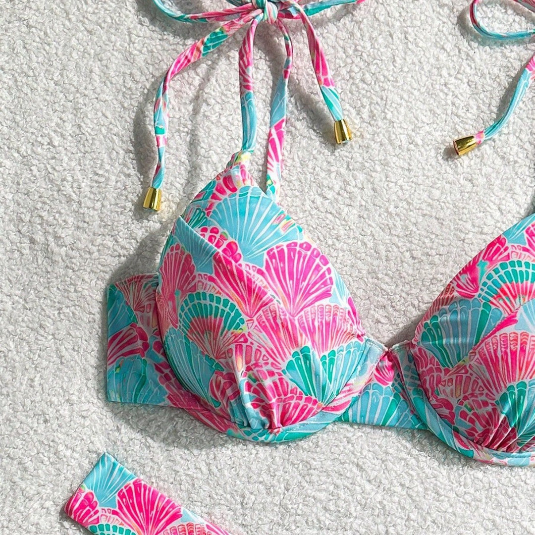 Damen Triangel-Bikini mit verspieltem Muschel-Motiv Drune