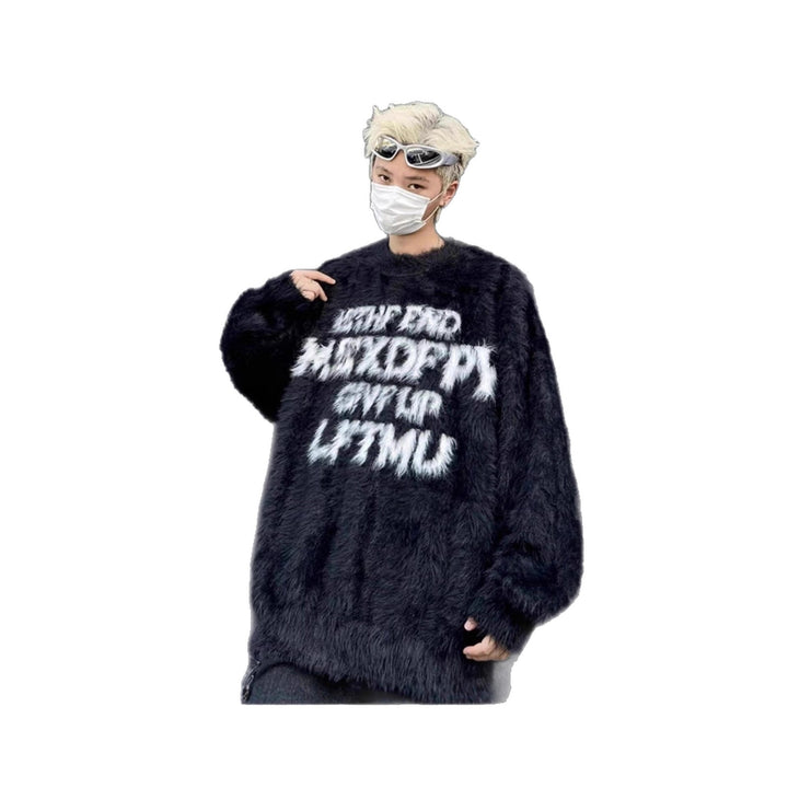 Damen Stylistischer Oversized Pullover mit kreativem Print Drune