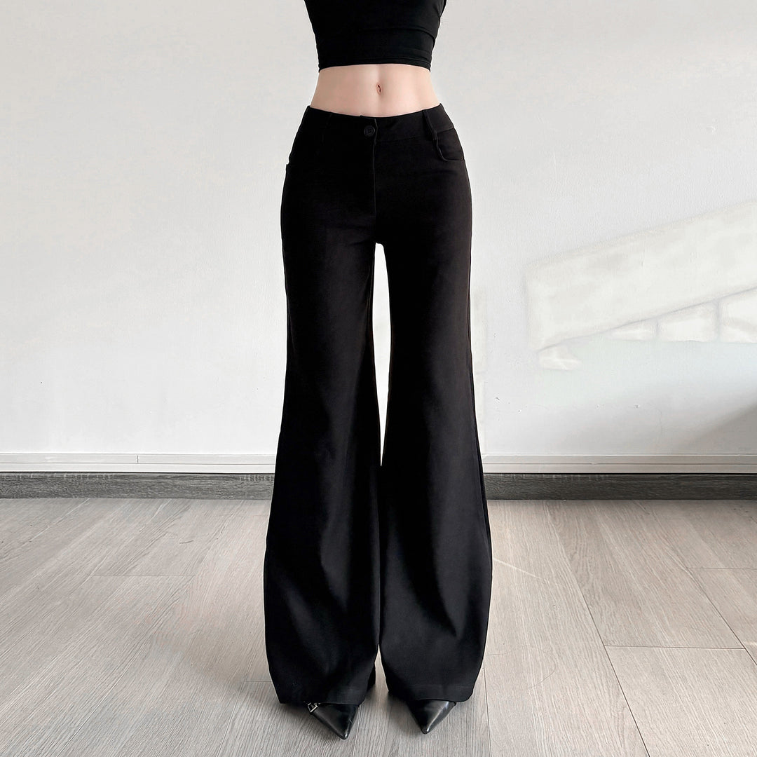 Damen Figurformende High‑Waist Flaredhose mit verdecktem Reißverschluss und Gürtelschlaufen Drune
