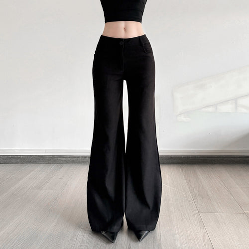 Damen Figurformende High‑Waist Flaredhose mit verdecktem Reißverschluss und Gürtelschlaufen Drune
