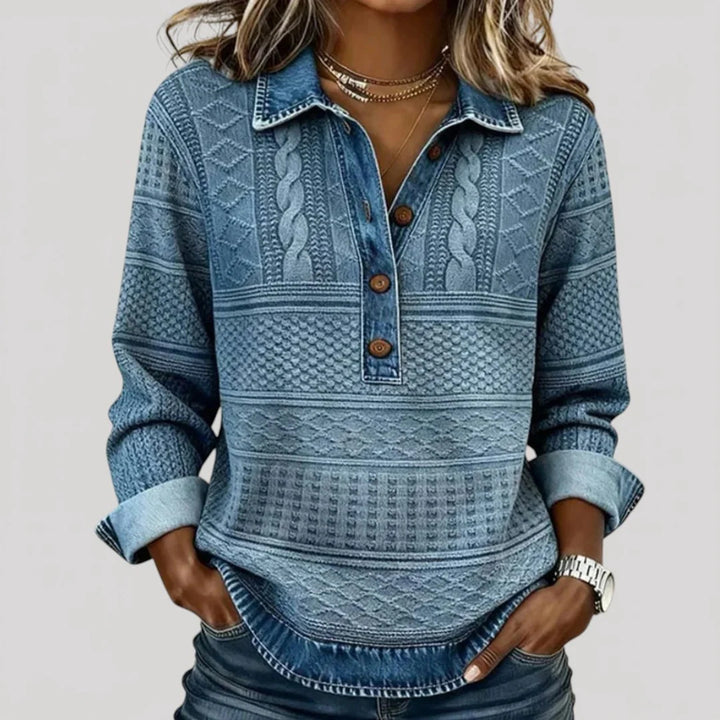 Damen Modischer Pullover mit Knopfverschluss