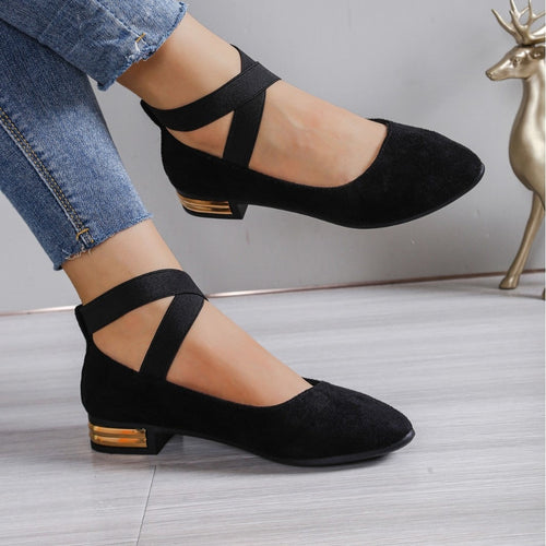 Damen Elegante Ballerinas mit elastischem Riemchen Drune