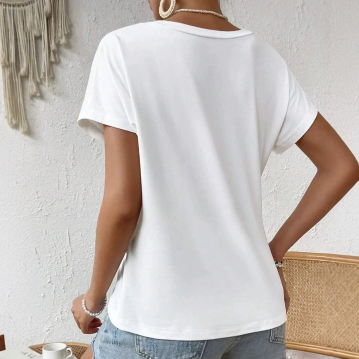 Damen nan asymmetrisches Knotenshirt mit seitlicher Drehung und verlängertem Zipfelsaum Drune