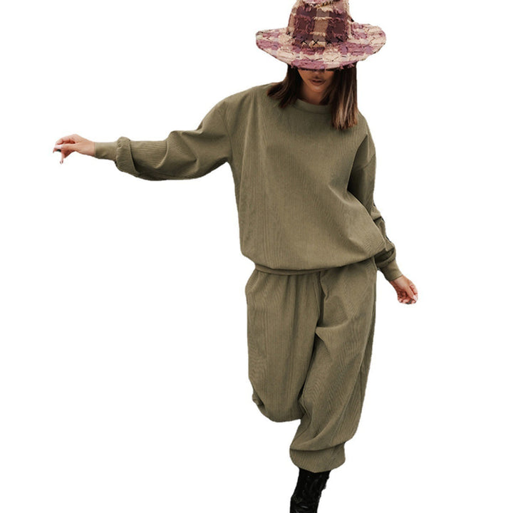 Damen Oversize-Lounge-Set aus strukturierter Jersey-Qualität mit Rundhalsausschnitt und elastischer Bundhose Drune