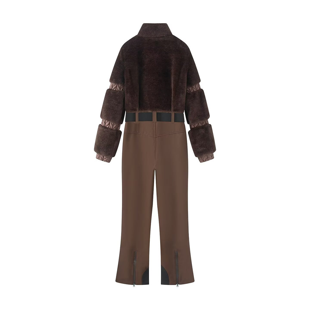 Damen Zweiteiliges Ski‑ und Winterset mit kurzem Teddyblouson und Highwaist‑Softshellhose Drune