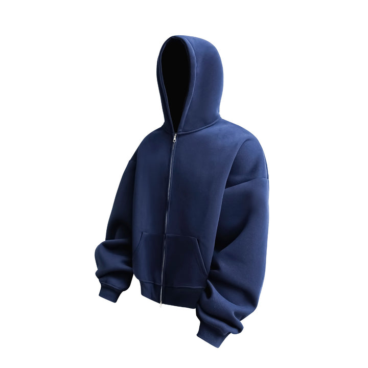 Unisex Oversized Kapuzen-Zipjacke mit Thermalfleece und Kängurutasche Drune