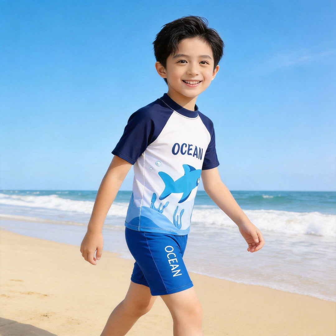 Jungen UV-Schutz Schwimmanzug mit kurzen Ärmeln Drune