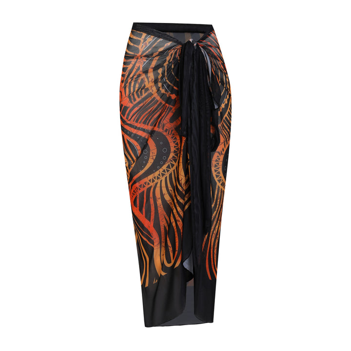 Damen Strandumhang mit buntem Muster und eleganten Schnürdetails Drune