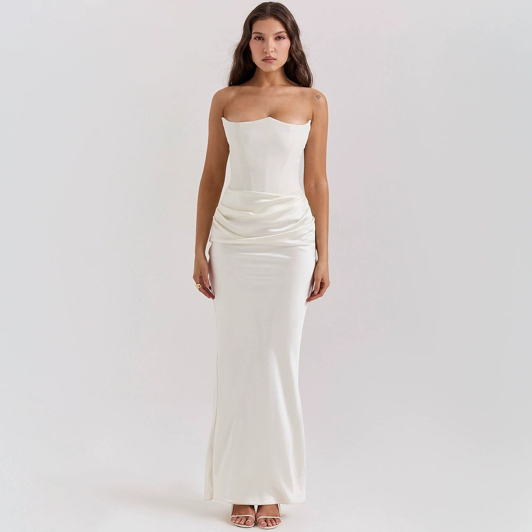 Damen nan trägerloses Korsagen-Abendkleid mit konturierter Miederkonstruktion und eleganter Hüftdrapierung Drune