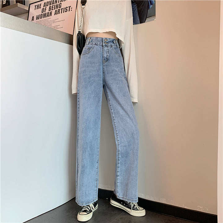 Damen Hohe Taille Bootcut Jeans Drune