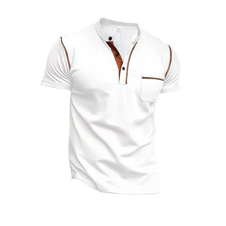 Herren Kurzarm-Henley-Shirt mit modischen Akzenten Drune