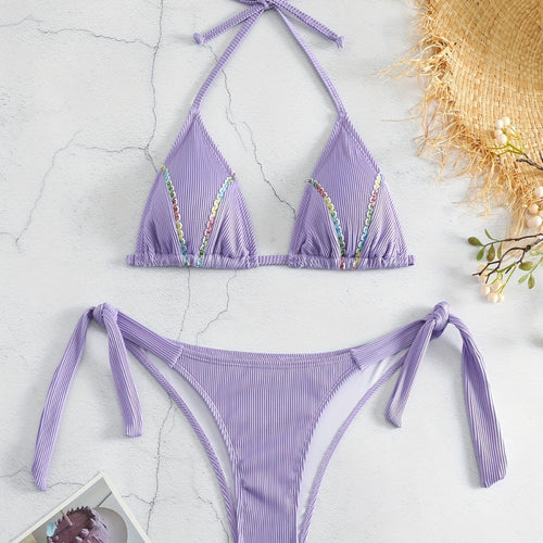 Damen Triangel-Bikini mit verspielten Bändern Drune