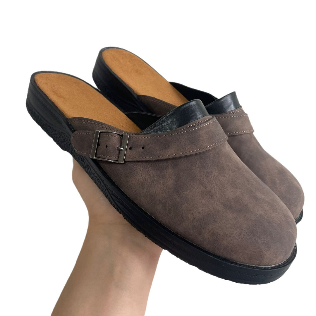 Damen Lederoptik-Pantolette mit verstellbarer Schnallenriemen und gepolstertem Komfortfußbett Drune