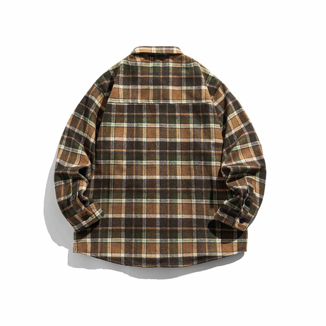 Herren Kariertes Flanell-Überhemd mit Brusttasche Drune