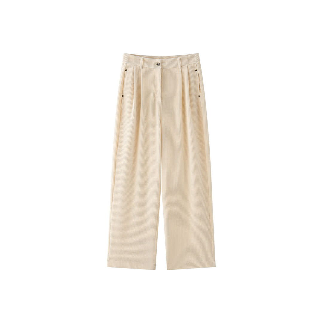 Damen Weite Cordhose mit hoher Taille, Bundfalten und Palazzo‑Schnitt Drune