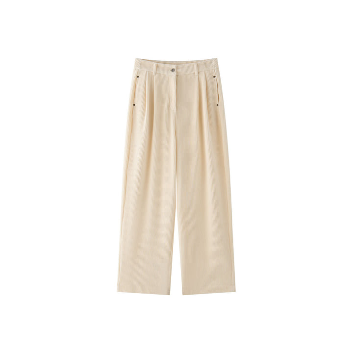 Damen Weite Cordhose mit hoher Taille, Bundfalten und Palazzo‑Schnitt Drune