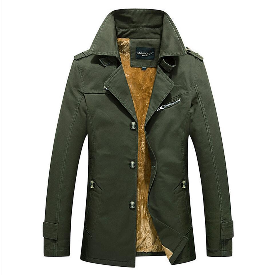 Herren Trenchcoat mit wärmender Teddyfutter-Innenlage und hochschließendem Stehkragen Drune