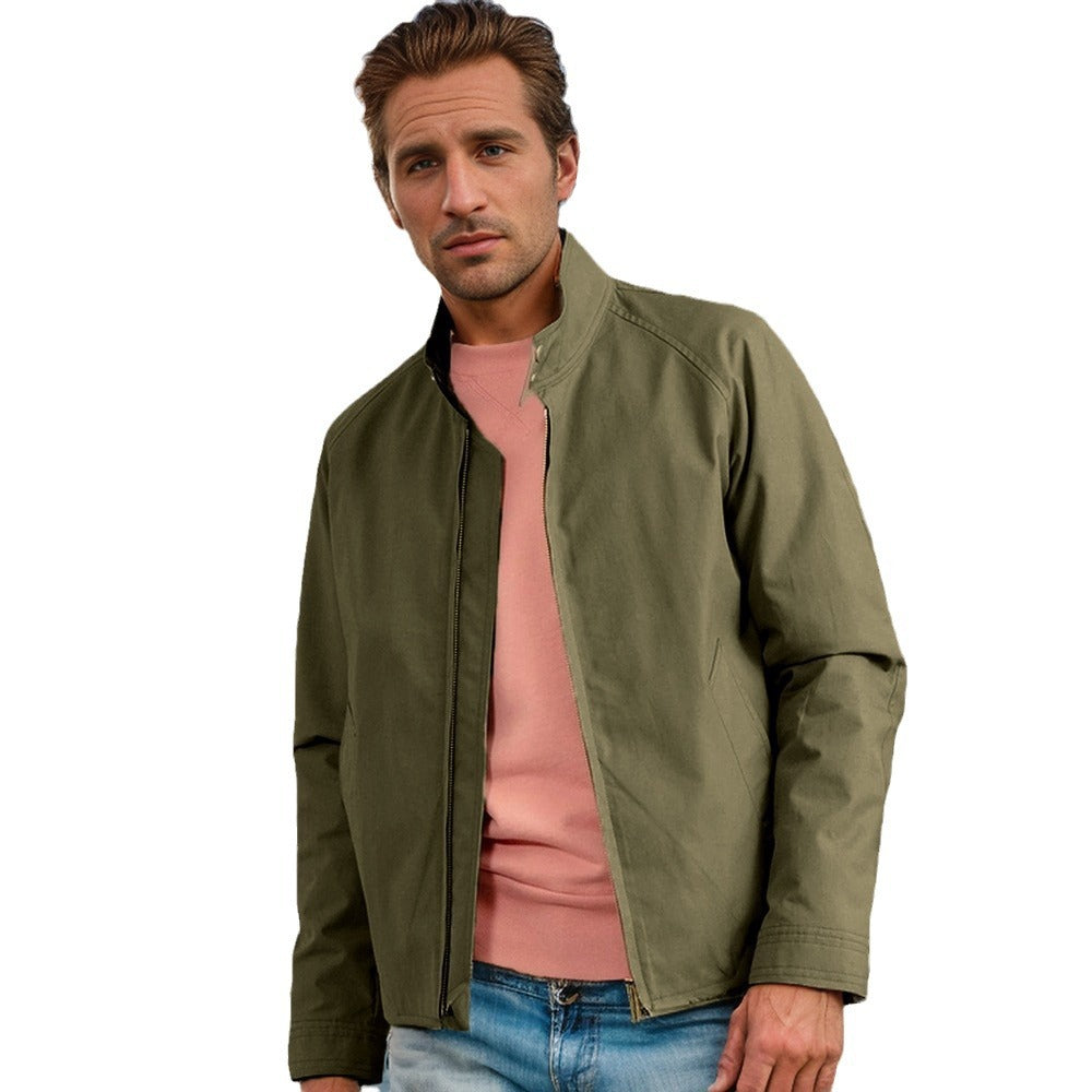Herren lässige Übergangsjacke mit Stehkragen und praktischen Taschen Drune