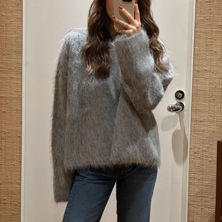Damen Flauschiger Oversize-Pullover im Angora-Look mit kastiger Silhouette Drune