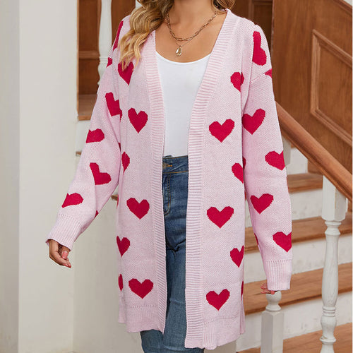 Damen Strickjacke mit Herzmuster Drune