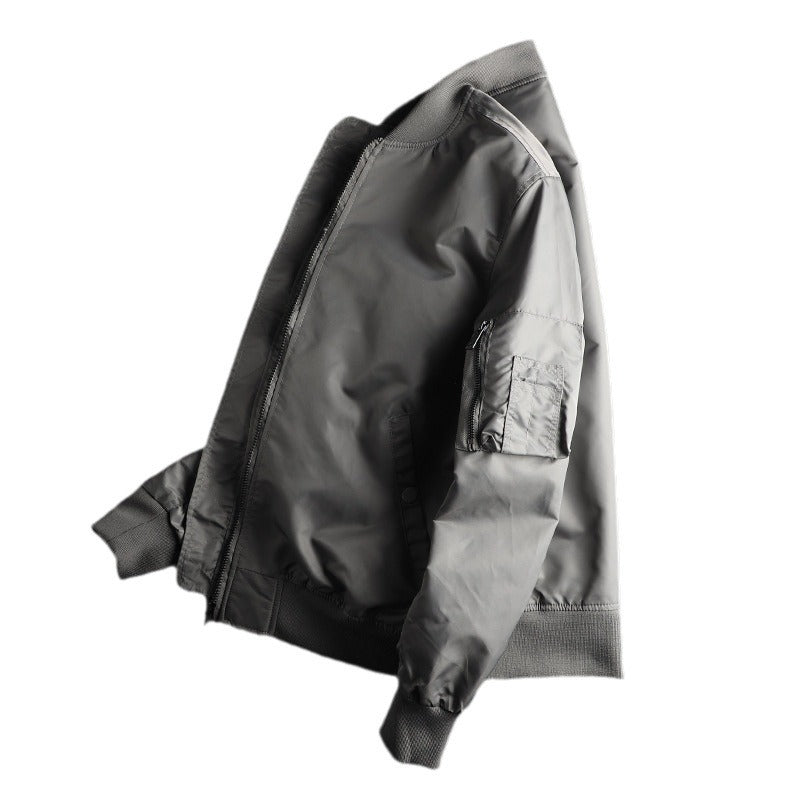 Herren nan windabweisende Nylon-Bomberjacke im MA-1 Stil mit Ärmeltasche und gerippten Bündchen Drune