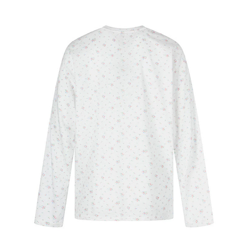 Damen Langarmshirt mit zartem Blumenprint und Rundhalsausschnitt Drune