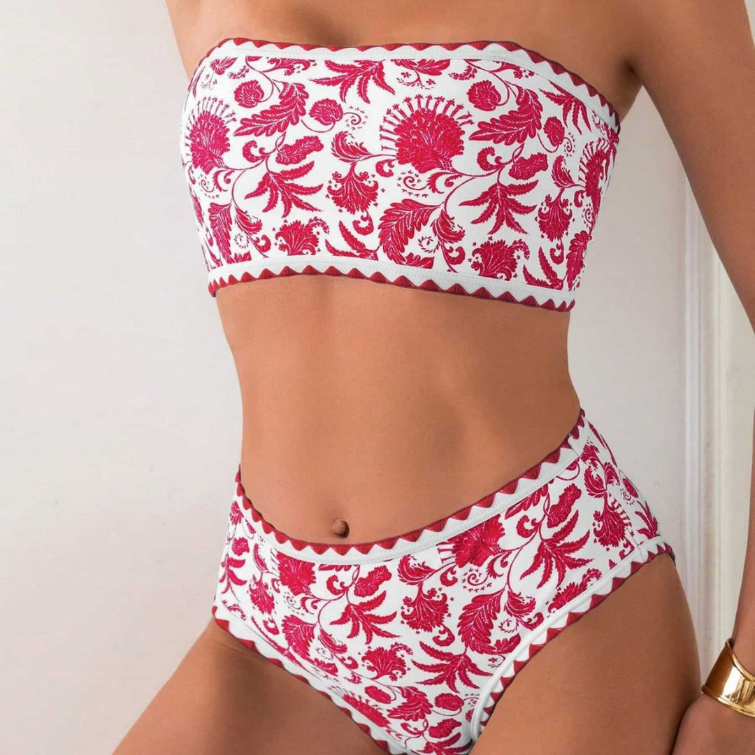 Damen Bandeau-Bikini mit trendigem floralen Design Drune